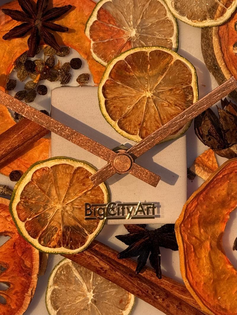 051 Rustic Resin Table Clock with Dried Fruit – Handcrafted Island Timepiece