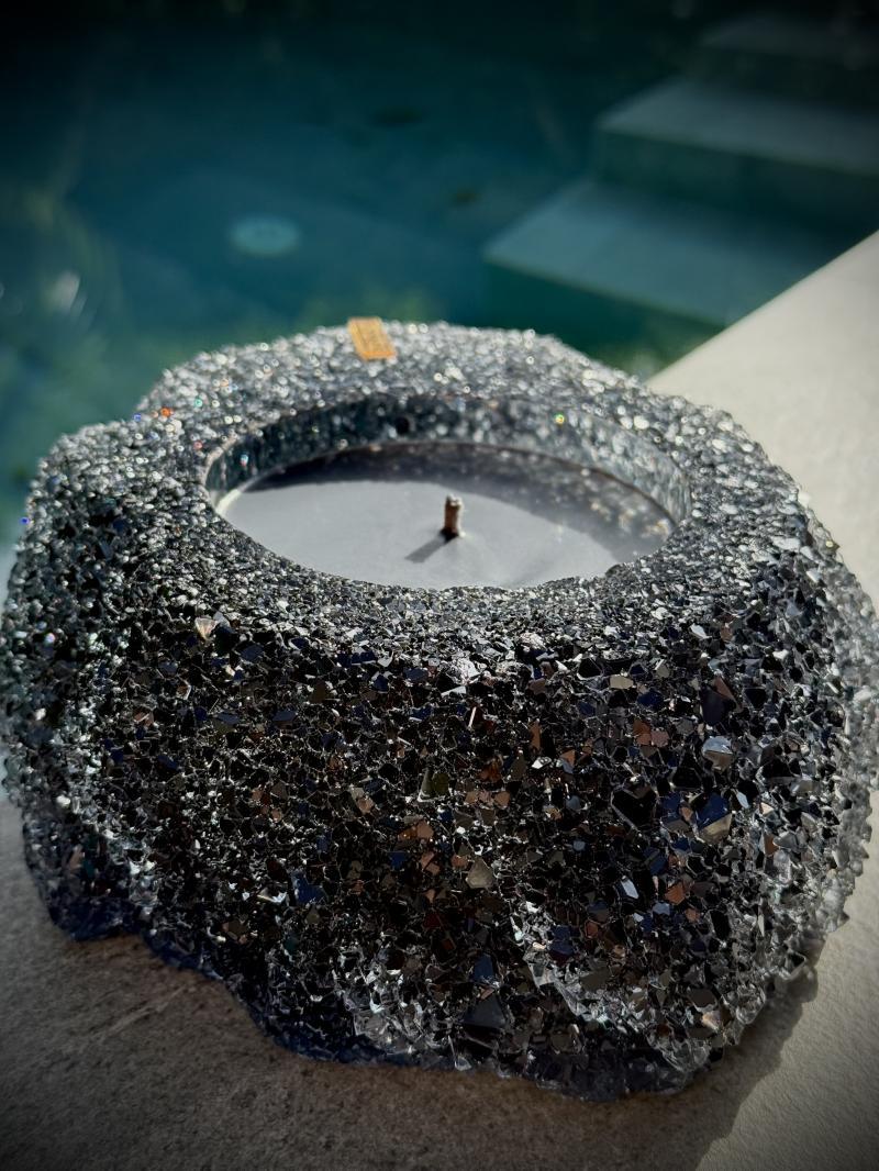 064 Midnight Crystal Geode Candle – Large Handmade Statement Piece