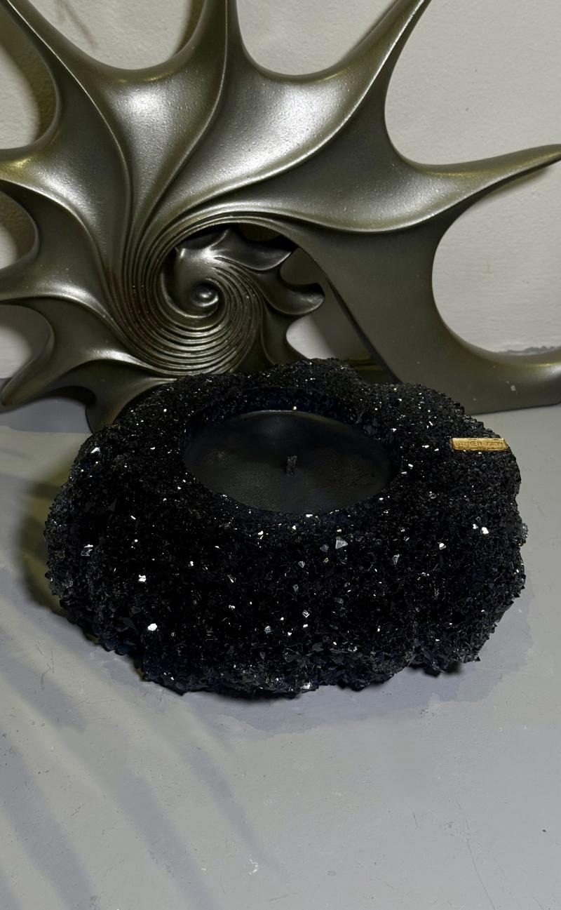 064 Midnight Crystal Geode Candle – Large Handmade Statement Piece