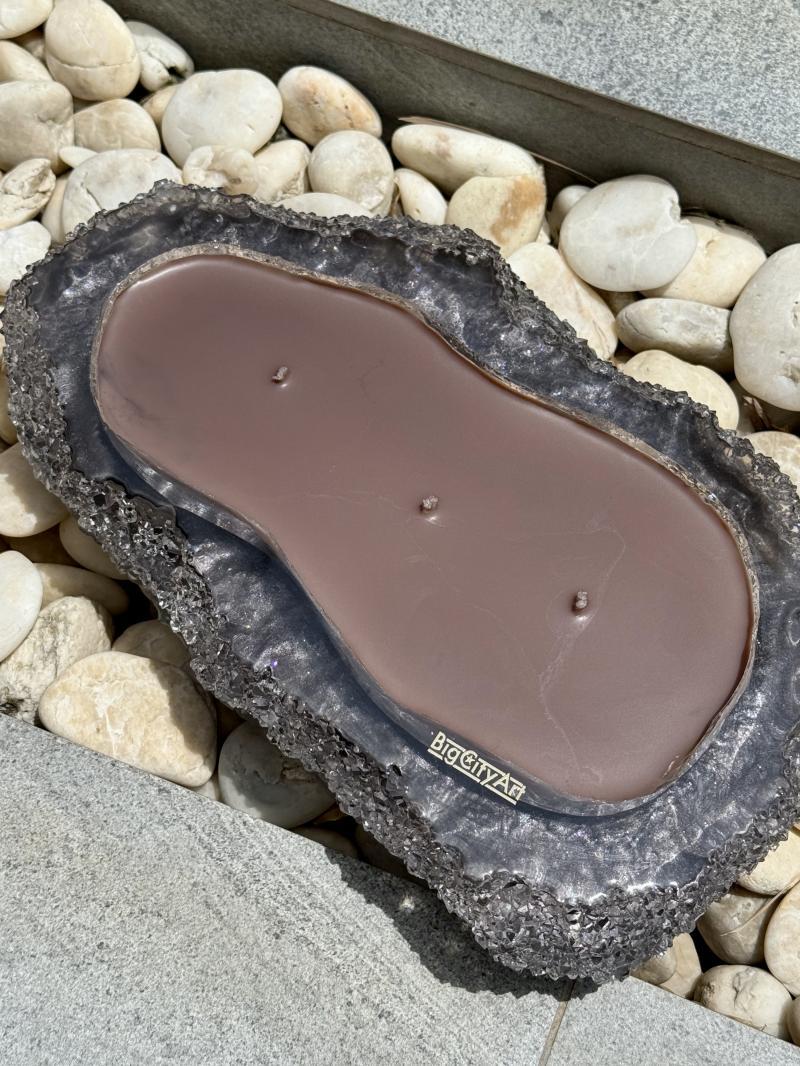 065 Earthcore Crystal Candle – Hand-Poured Geode in Lava Brown