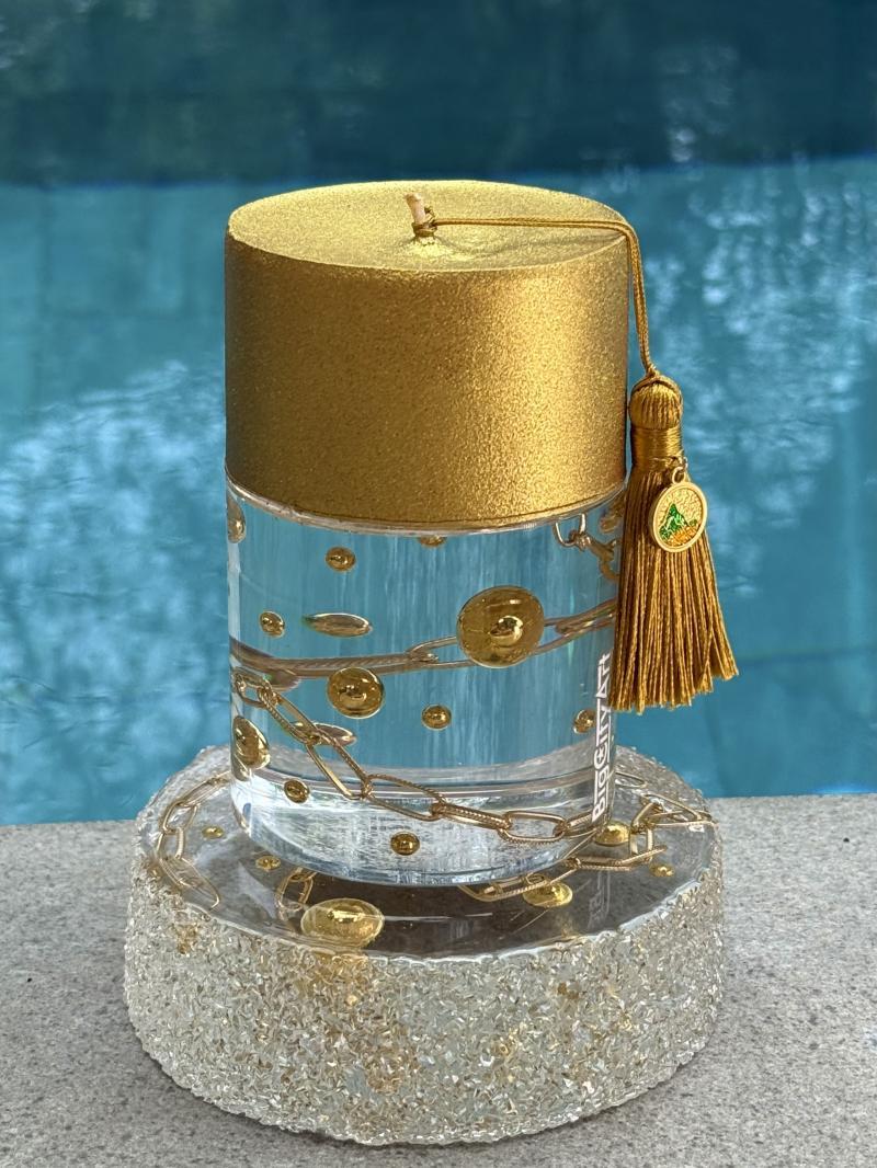 073 Golden Chain Soy Candle & Epoxy Tray Set